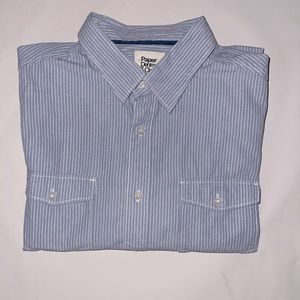 Paper Denim & Cloth Mens Button Down Shirt XL, Blue Striped